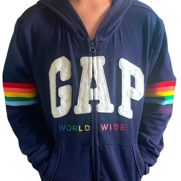Gap Vintage Hooded Zipper Worldwide Rainbow Unisex XL 12 Reg - Picture 3 of 14
